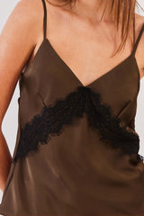Blusa de Alça em Cetim e Renda Soft Glam- Sofie