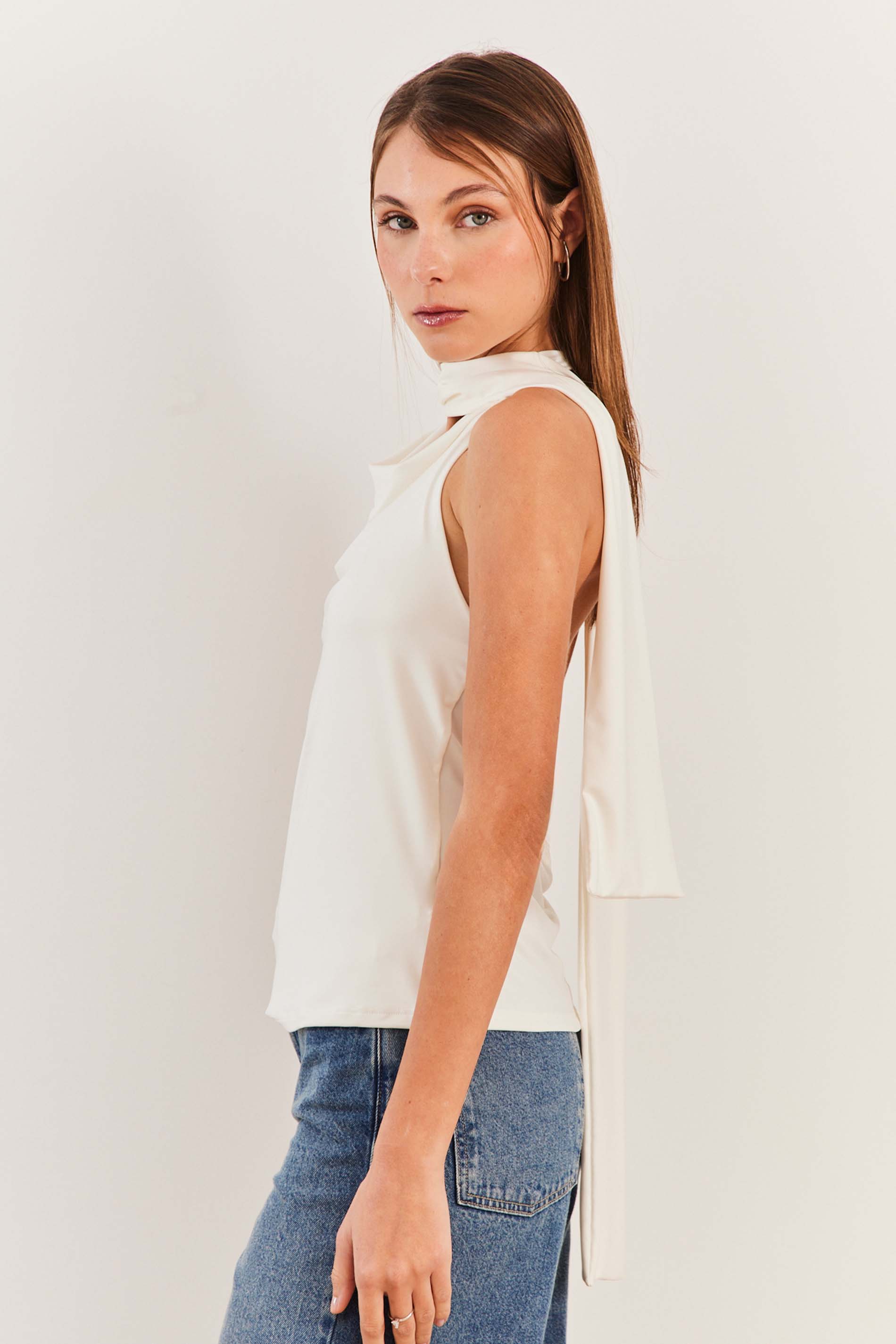Blusa Frente Única com Gola Degagê Fluid Bloom - Sofie
