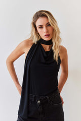 Blusa Frente Única com Gola Degagê Fluid Bloom - Sofie