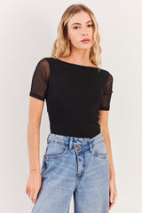 Blusa Manga Curta em Tule Spring Flow - Sofie