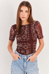 Blusa Manga Curta em Tule Spring Flow - Sofie