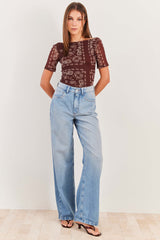Blusa Manga Curta em Tule Spring Flow - Sofie