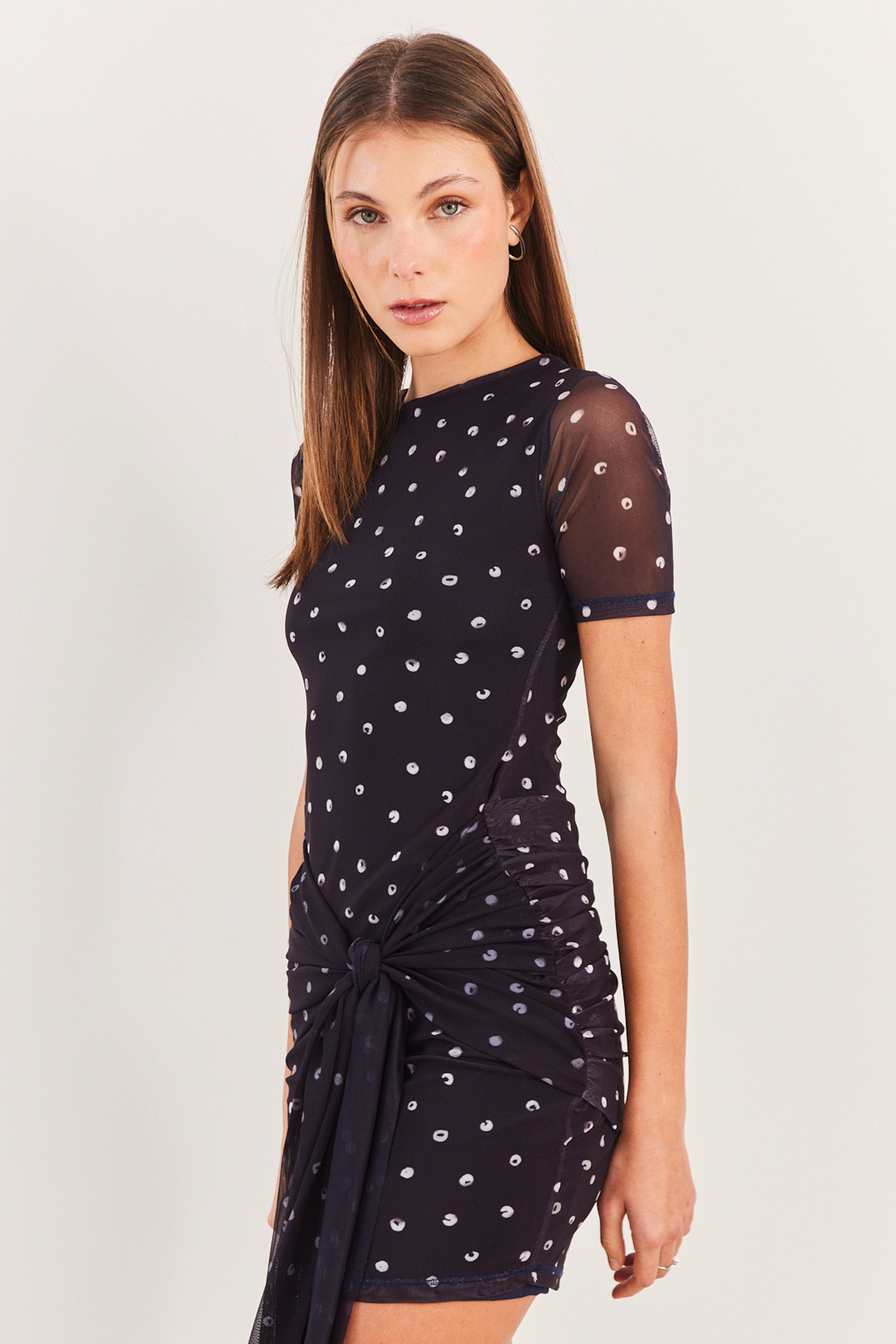 Vestido Curto Evasê Tule com Amarração Spring Flow - Sofie