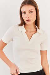 Blusa Polo Reta Canelada Manga Curta Urban Codes - Sofie
