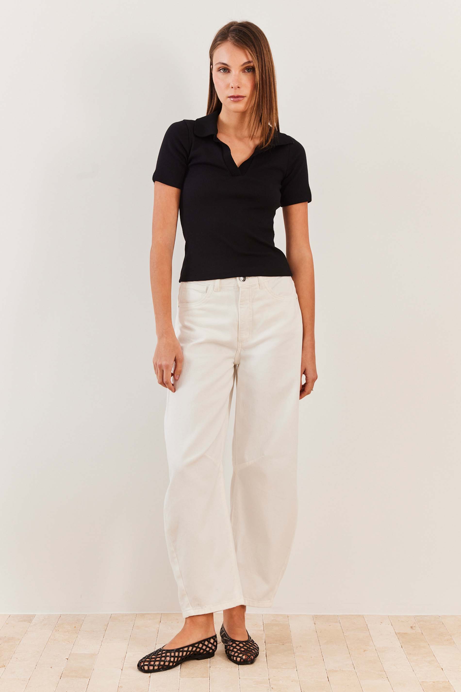 Blusa Polo Reta Canelada Manga Curta Urban Codes - Sofie