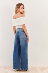 Calça Palazzo Jeans Cintura Alta Urban Codes - Sofie