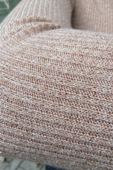Blusa Manga Longa em Tricot Lurex com Gola Baixa
