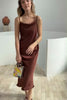 Vestido Midi em Cetim Alças Finas Soft Glam - Sofie